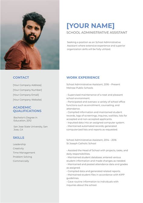 Free School Administrative Assistant Resume Template To Edit Online