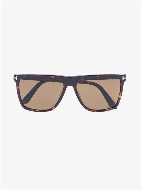 Tom Ford Eyewear Brown Tortoiseshell Rectangle Sunglasses Browns