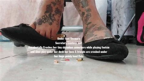 Under Foot Unaware Secretary Giantess Milf Accidentally Crushes Her Tiny Shrunken Coworkers