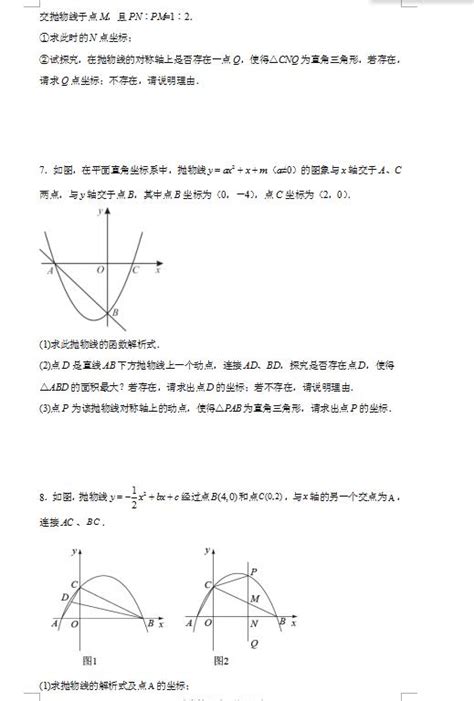 2023年九年级数学中考二次函数综合压轴题特殊三角形问题（图片版）4中考数学压轴题中考网