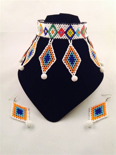 Zulu Beaded Choker And Hoop Earrings Set Etsy Beaded Choker African