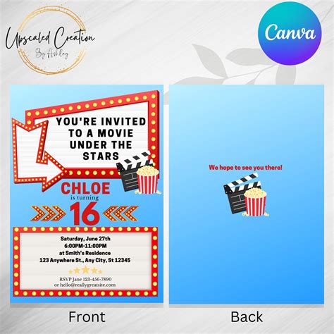 Movie Under the Stars, Editable Template, Digital Download, Animated Virtual Invitation ...