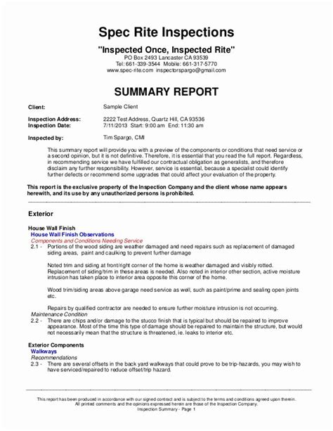 Electrical Inspection Report Template