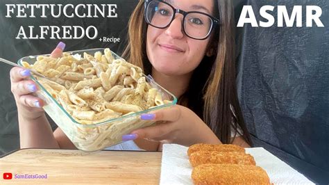 No Talking Asmr Creamy Pasta Alfredo Cheese Sticks Mukbang Cooking