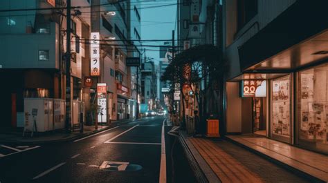 The City Streets At Night In A Japanese City Background, Aesthetic Street Pictures, Aesthetic ...