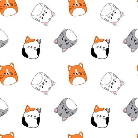 Premium Vector Cats Seamless Pattern Squishmallow Repeatable