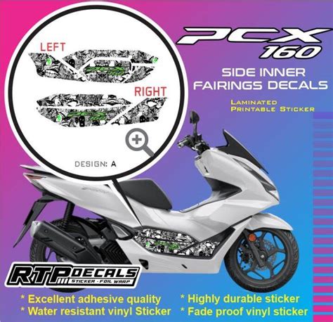 Honda Pcx Side Inner Fairings Decals Sticker Printed And Laminated