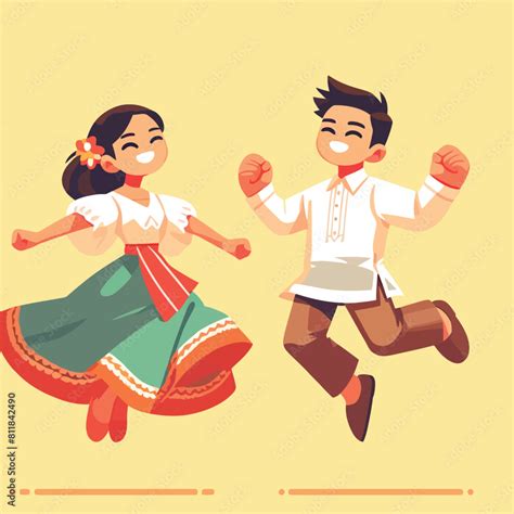 Cartoon Of Filipino Children Jumping For Joy To Celebrate A Philippine
