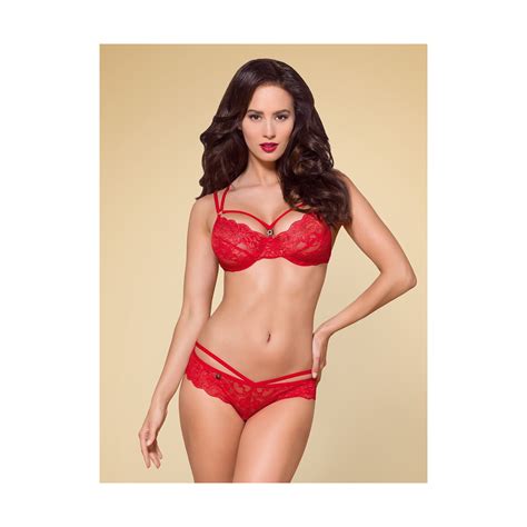 Completo Intimo In Pizzo Rosso Sexy Completino Obsessive Lingerie