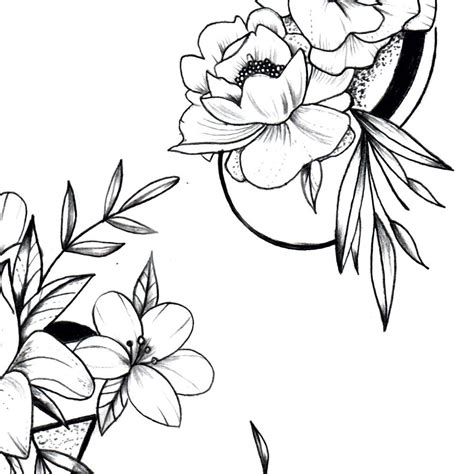 5 geometric flowers line work tattoo design – TattooDesignStock