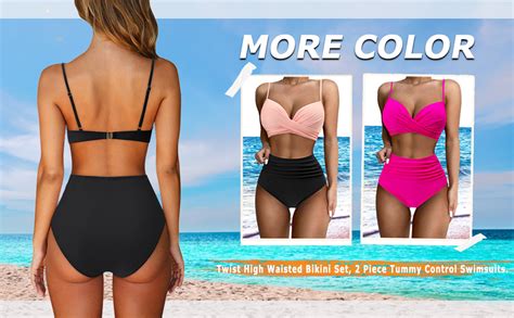 Amazon SUUKSESS Bikini de cintura alta para mujer sexy push up traje de baño de dos
