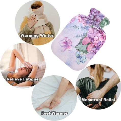 Naanle Hot Water Bottle With Cover L Transparent Watercolor Design For Menstrual Cramps Pain