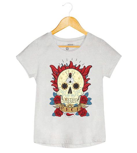 Camiseta Red Hot Chili Peppers Caveira Mexicana Feminino
