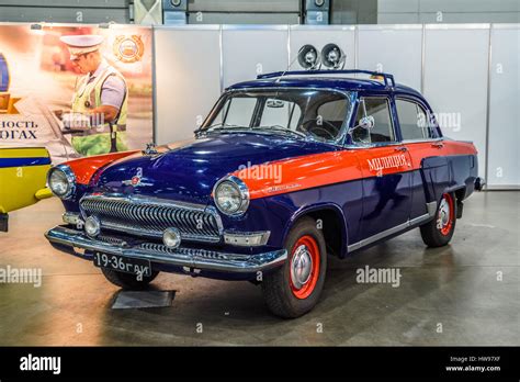 MOSCOW - AUG 2016: GAZ-21 militia police presented at MIAS Moscow ...