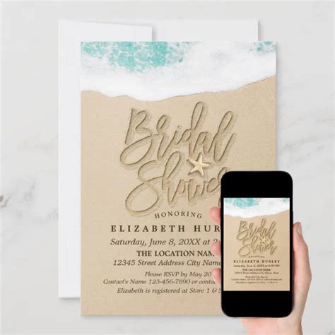 Summer Sandy Beach Wedding Bridal Shower Starfish Invitation Zazzle