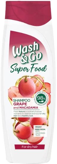 Шампунь Wash&Go SuperFood Виноград і Макадамія для сухого волосся 400 ...