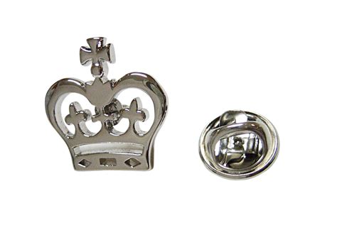 Silver Toned Round Crown Lapel Pin - Kiola Designs