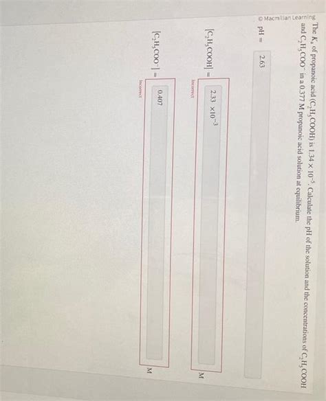 Solved The Ka Of Propanoic Acid C H Cooh Is Chegg