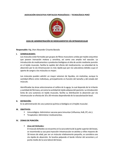 Guia De Administracion Intramuscular Asociacin Educativa Fortaleza