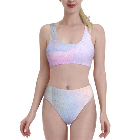 Daiia Rainbow Women S Bikini Swimsuit Two Piece Swimsuit High Waisted Slim Fit High Leg