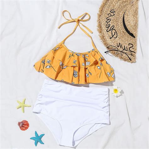 Women S Ruffle Bikini Sexy High Waist Ruffle Banda Vicedeal