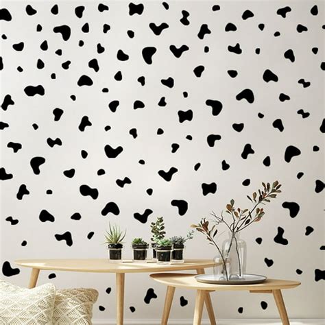 Large Black Cow Print Wall Decals, Peel and Stick Modern Cow Spot Wall ...