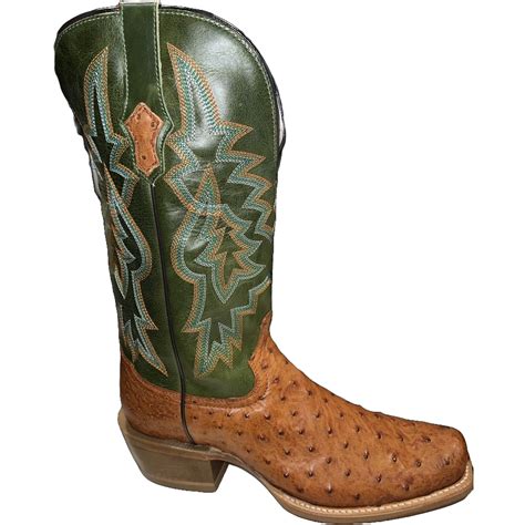 Tony Lama Mens Rylen Brandy Full Quill Ostrich Green Western Boots Sa