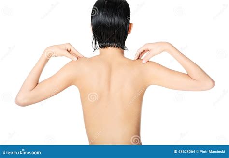 Back View Nude Woman Touching Her Shoulders Stock Photo Image Of Naked Attractive 48678064