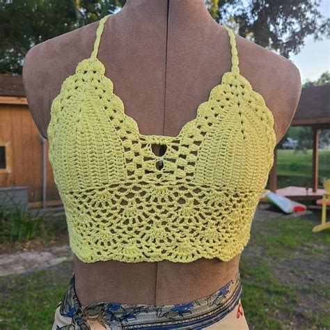 Yellow Crochet Top Boho Bohemian Tank Top Bikini Top Small Medium Etsy