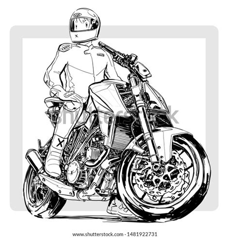 Sporty Naked Motorcycle Sketch Illustration Stock Illustration