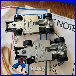 Car Track Set Hot Wheels Spider Man WEB OF TERROR 1978 Track Set Box 2 Cars