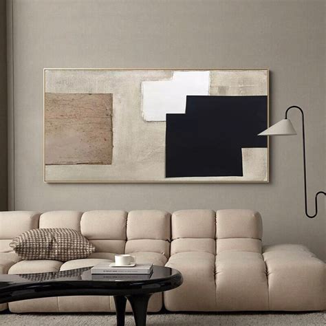 Large Beige Wabi Sabi Wall Art Black Textured Wall Art Etsy