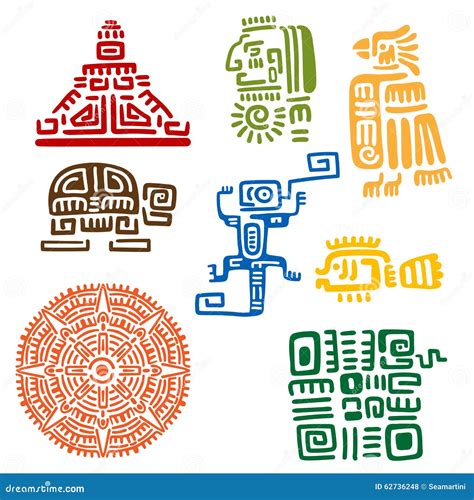 Ancient Mayan And Aztec Totems Or Signs Stock Vector - Image: 62736248