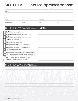 Fillable Online STOTT PILATES Course Application Form Fax Email Print