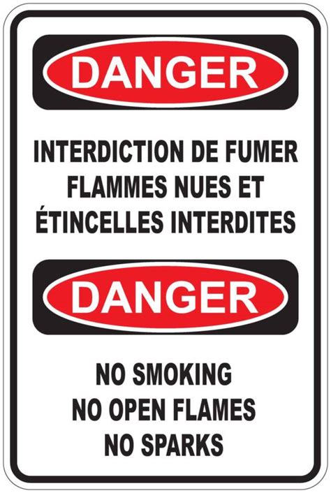 Panneaux NORME OSHA Danger Interdiction De Fumer Flammes Nue Et