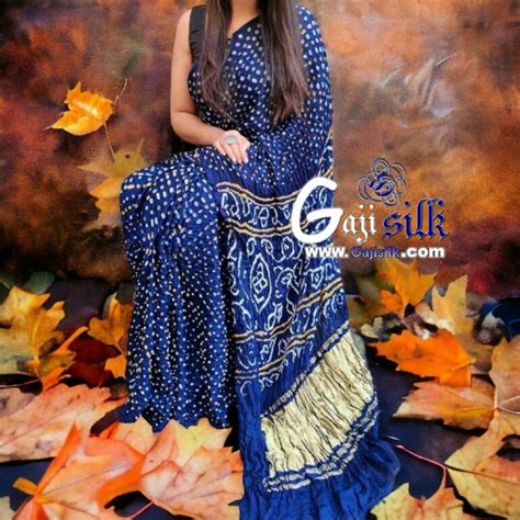 Dark Blue Rai Dano Bandhani Saree Pure GajiSilk Lagdi GAJI SILK