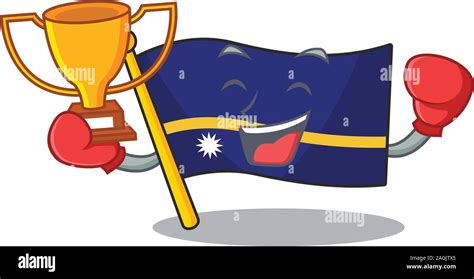 Super cool Boxing winner flag nauru Scroll in mascot cartoon design ...