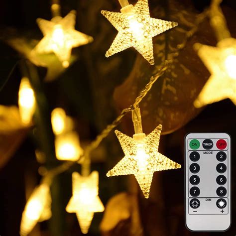 Homeleo Warm White Led Star Fairy Lights With Remote Control