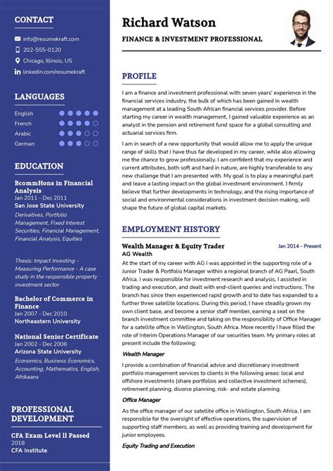 finance investment resume template   resumekraft