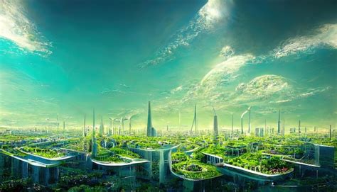 Premium Photo | Utopian civilisation utopic city future of humanity ...