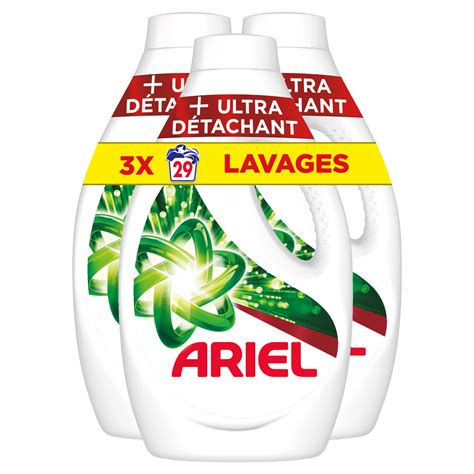 ARIEL Liquide lessive ultra détachant 3x29 lavages 3x1 45l pas cher à