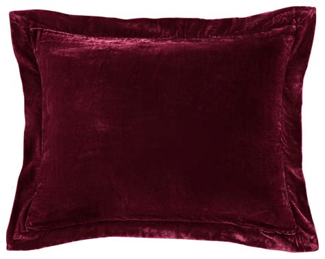 Stella Faux Silk Velvet Flanged Dutch Euro Pillow 27x39 Garnet Red