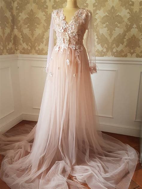 Blush Bridal Boudoir For Wedding Day Photo Shoot Sexy Nude Morning Peignoir With D Lace And