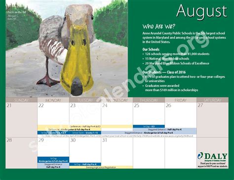 2016 - 2017 Parent Calendar | Anne Arundel County Public Schools