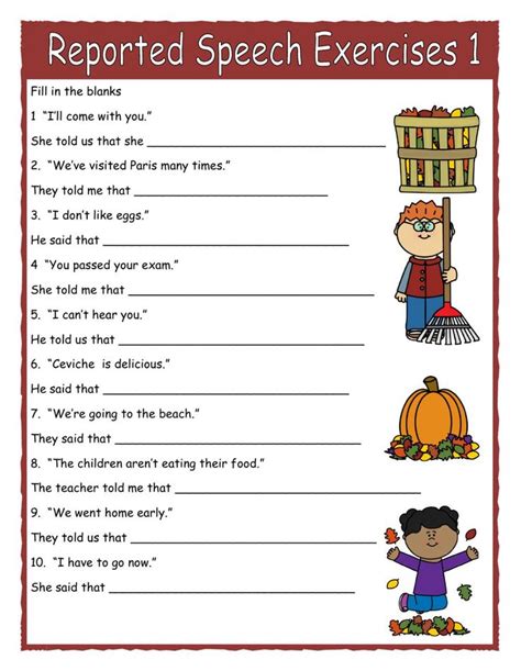 Reported Speech Exercises Worksheet Reported Speech Direct And