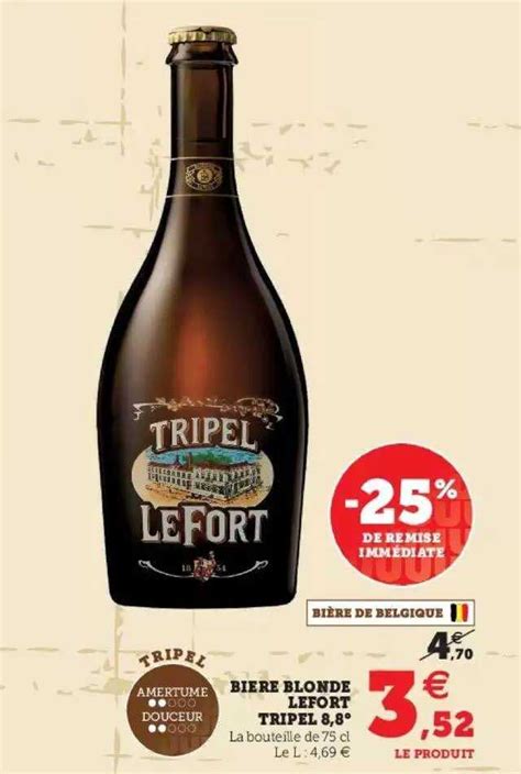Promo Bière Blonde Lefort Tripel 5 8 chez Hyper U iCatalogue fr