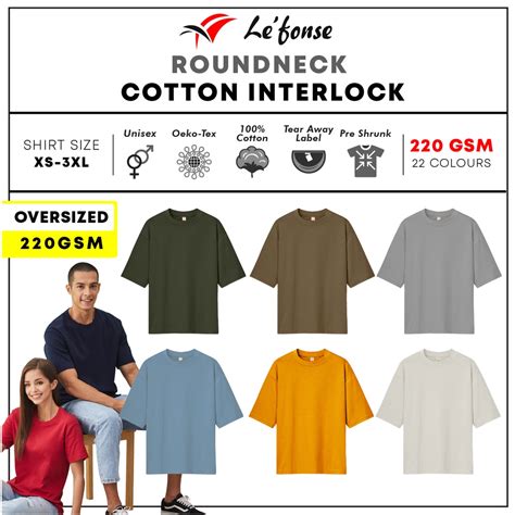 Lefonse Gsm Oversized Ultra Cotton Interlock Unisex Round Neck