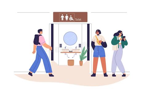 Public Restroom Toilet Male And Female Wc Room Common Entrance To