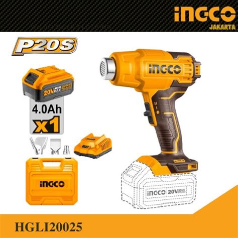 Mesin Hot Gun Baterai Heat Gun Cordless V Ingco Hgli Pemanas Lazada Indonesia