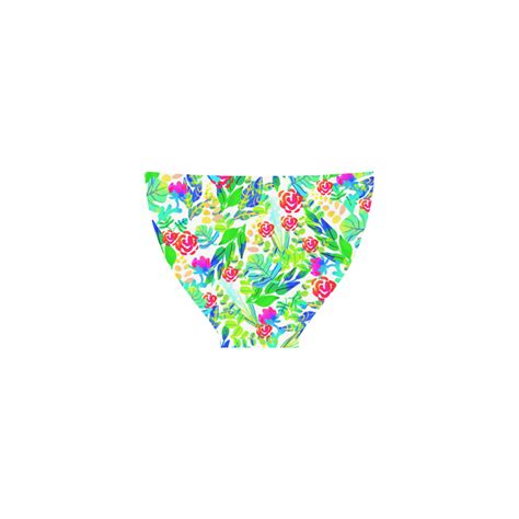 Cute Tropical Watercolor Flowers Custom Bikini Swimsuit Id D
